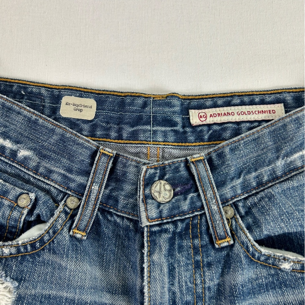 AG Adriano Goldschmied Ex Boyfriend Crop Distressed Jeans Women’s 24 R Mid Rise - Picture 9 of 12